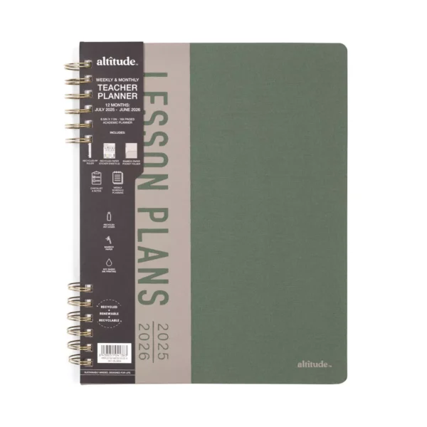 Altitude 8.5"x11" Weekly/Monthly Planner Dark Sage and Warm Gray