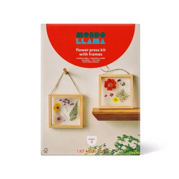 Floral Press with Frame Wood Craft Kit - Mondo Llama™: Flower Drying & Pressing Kit, Nature Art, Non-Toxic, Adult Craft