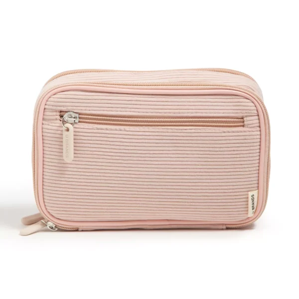 U Brands 8"x5.25" Dual Zip Corduroy Tech Organizer Dusty Rose