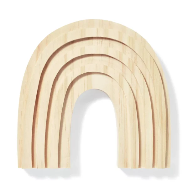 Freestanding Wood Rainbow - Mondo Llama™: Unfinished Craft, Wooden Decor, 3+ Years, 6.2" Height, 6" Width