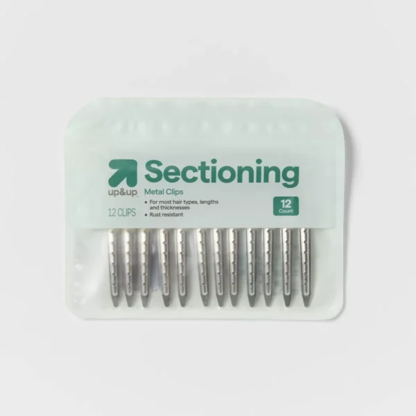 Hair Sectioning Metal Hair Clips - 12pk - Silver - up&up™